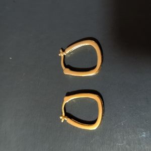 Squoval squared off gold and cz earrings